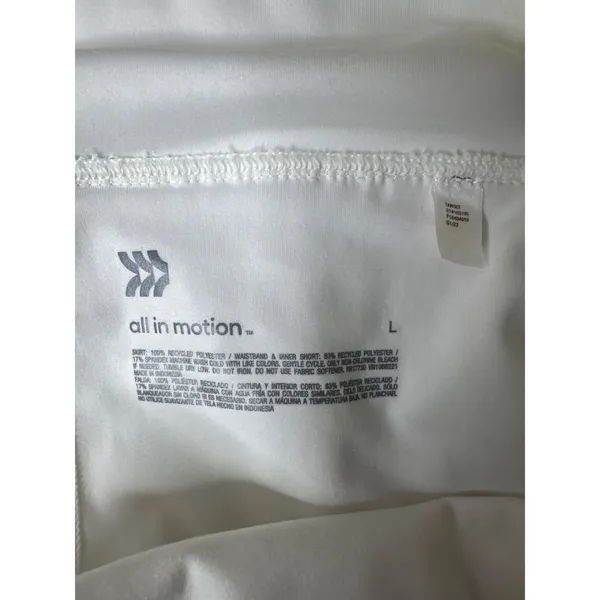 All In Motion Women L White Textured Pleated Skort w/ Inner Shorts Tennis Resort - Image 4