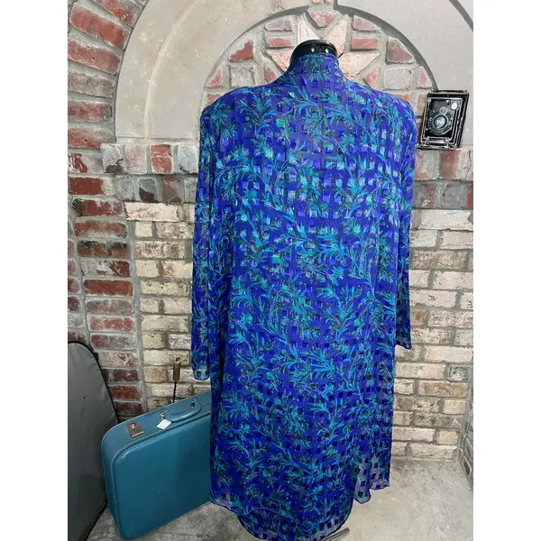 illusion dress tank tiered flutter front jacket purple blue green - Image 13