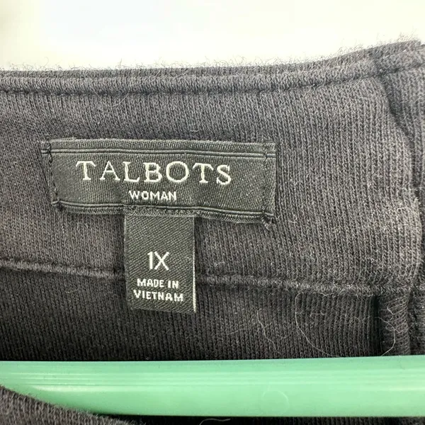 Talbots Size 1X Dress Black‎ Tee Shirt Dress Short Sleeve Zipper Back Sheath - Image 5