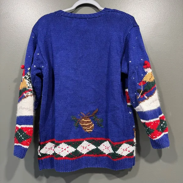 Vtg Croft & Barrow Hand Knit Holiday Christmas Winter Cardigan Size Small‎ - Image 4