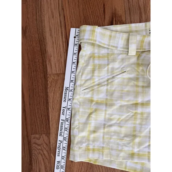 Nike‎ Yellow White Belted Womens Golf Shorts 10  Checkered - Image 5