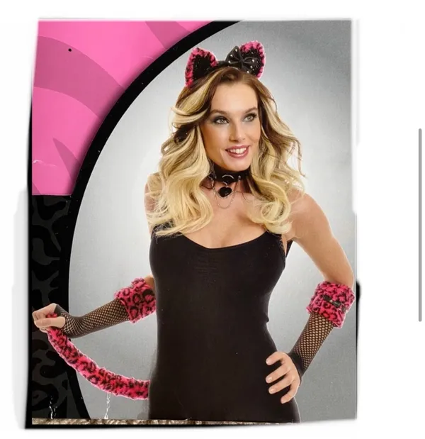 Spirit Halloween Pink punk leopard kit with latex costume Sz M - Image 3