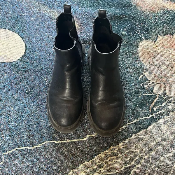 BP Nordstrom Black Lace‑Up Ankle Boots Sz 6 Women’s Leather Streetwear Staple - Image 2