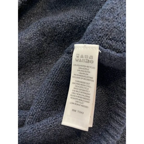 Cupcakes and Cashmere Navy Blue Dog Puppy Love Heart Embroidered Knit Sweater L - Image 7