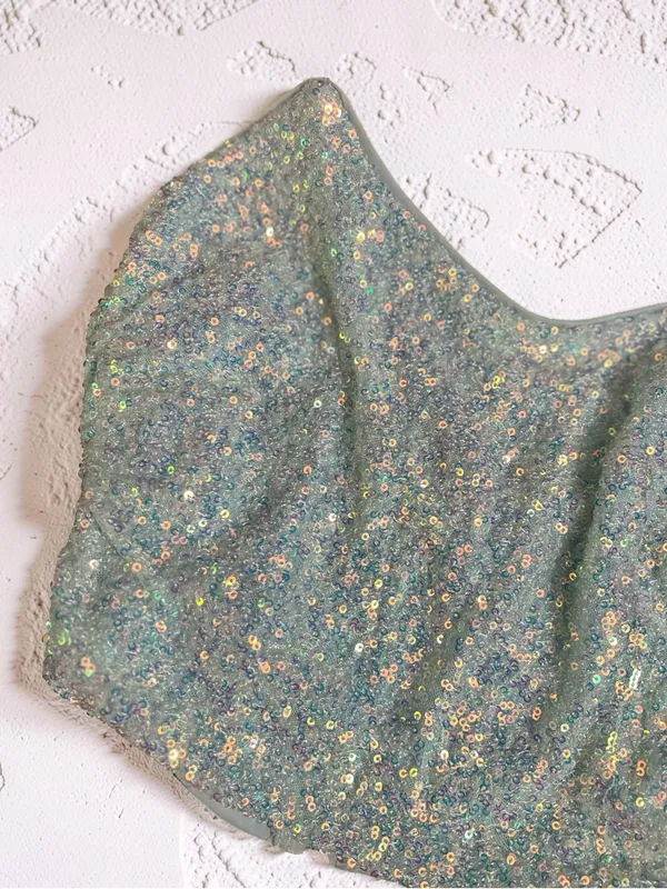 American Threads Aqua Iridescent Sequin Corset Top – NWT Size Small - Image 6