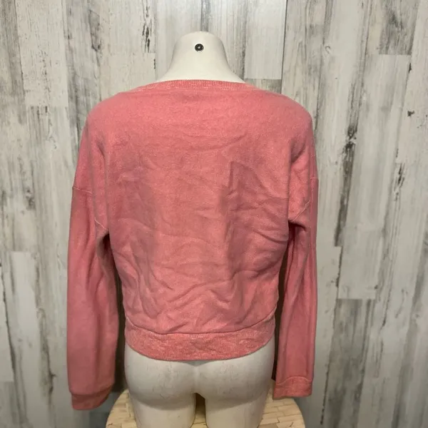 Live Love Dream Scoop Neck Sweatshirt Womens XL Coral Pink Cropped Fleece - Image 2