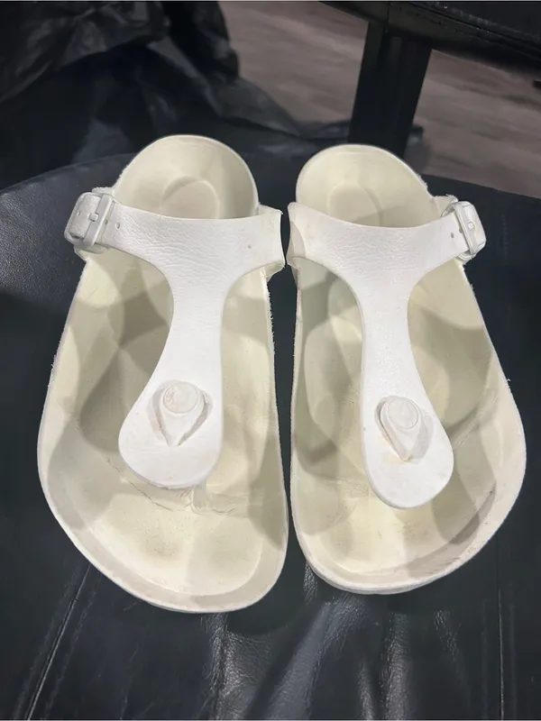 Birkenstock White T-Strap Women's Sandals - Image 3