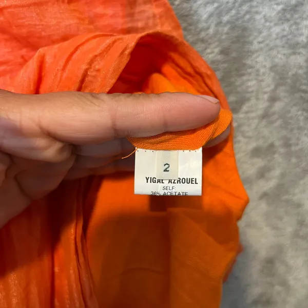 Yigal Azrouel Orange V-Neck‎ Crinkle Bodycon Dress Size 2 - Image 7