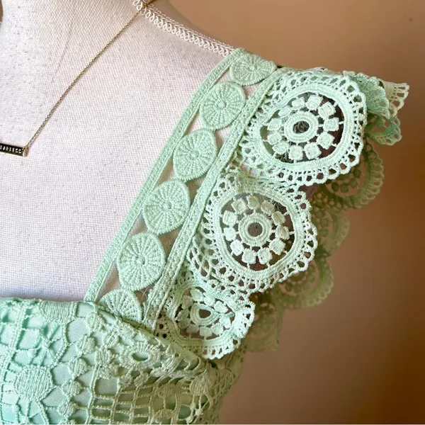 LENA | Green Trumpet Lace Fly Away With Me Maxi Dress Sz M - Image 7