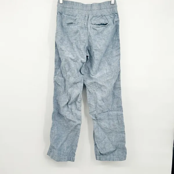 Athleta Womens Chambray Blue Cabo Linen Wide Leg Coastal Beach Travel Pants‎ 0 - Image 8