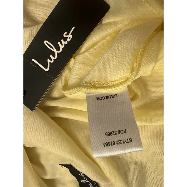 LULUS Divine Dalia Yellow Midi Dress Size Large Plunging V-Neck & Back Slit NEW - Image 5