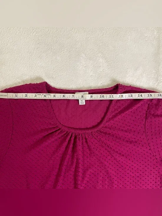 J. Crew Raspberry Bubble Textured 3/4 Sleeve Blouse size XL - Image 6