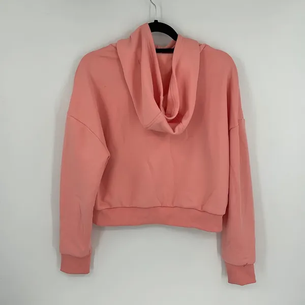 Pink Cropped Quarter Zip Hoodie‎ Fleece Lined Thumbholes Athletic - Image 2