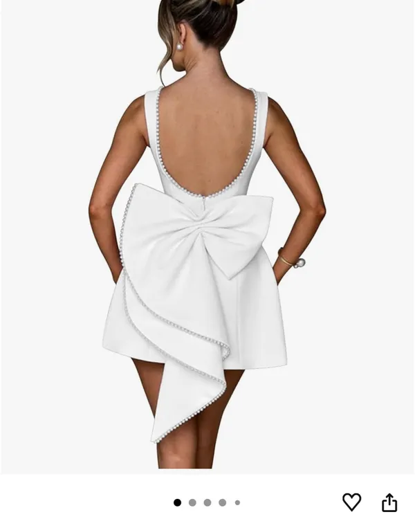 Amazon pearl lined white mini dress graduation bridal - Image 2