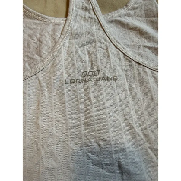 Lorna Jane Women's White Striped Workout Tank Top Size L Yoga - Image 8