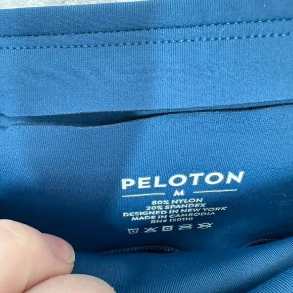 Peloton Women's Size Medium 7/8 Leggings Running Spinning Cycling Blue Logo‎ - Image 3