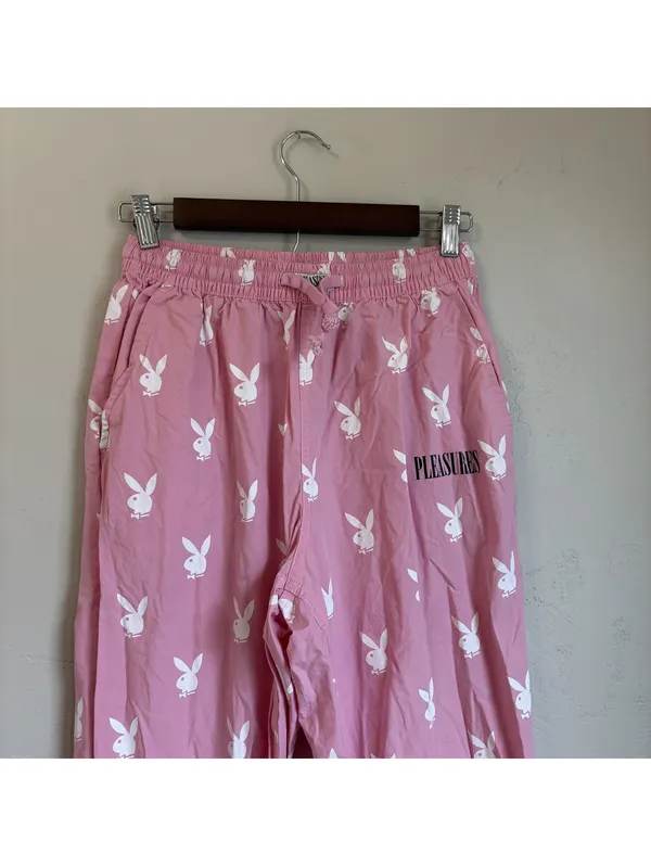Pleasures x Playboy Pink All Over Print Beach Pants Lounge Trousers Small - Image 3