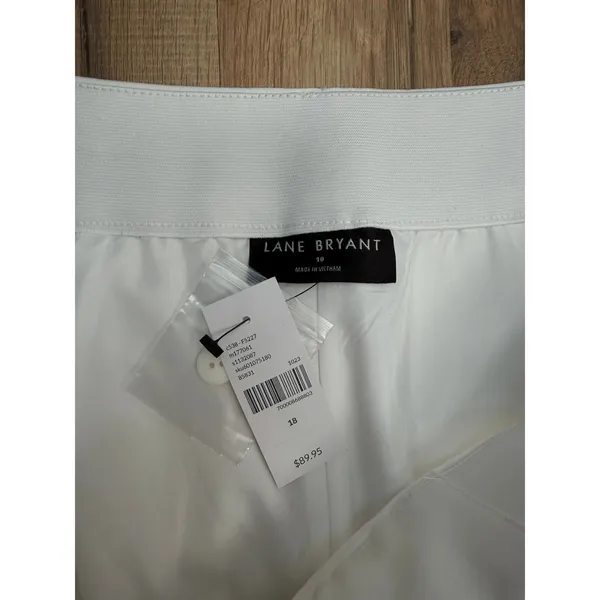 Lane Bryant Size‎ 18 Ivory Wide Leg Cropped Pants Pull On Stretch NWT - Image 6