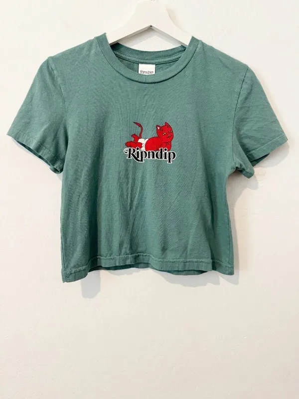 RipnDip Devil Baby Tee Small Cropped Logo Green‎ Skater Summer Streetwear Shirt - Image 2