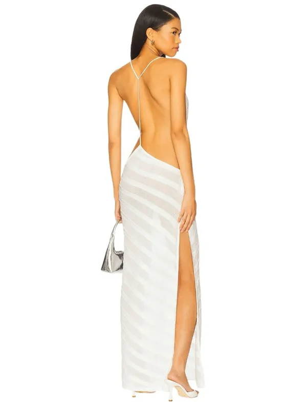 Jaded London Knit Maxi Dress in White Noir Small New Womens Long - Image 2