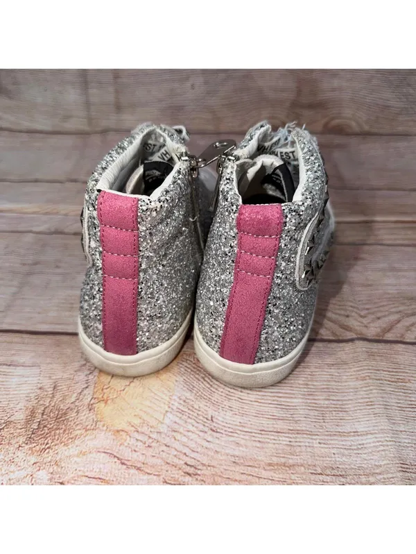 Vintage Havana Glitter High Top Sneakers Women’s Size 8 Silver Sparkle Side Zip - Image 9