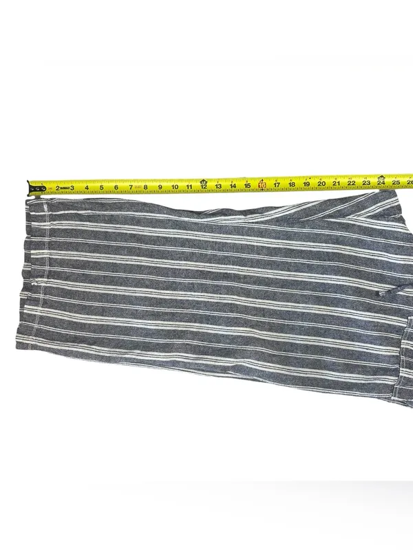 GAP Blue and White Vertical Stripe Wide-Leg Drawstring Linen Pants - Image 6