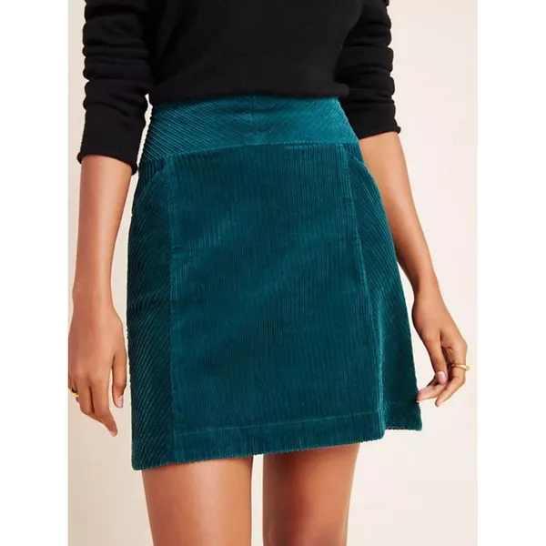 Maeve Slim Corduroy Velvet Mini Skirt - Image 2