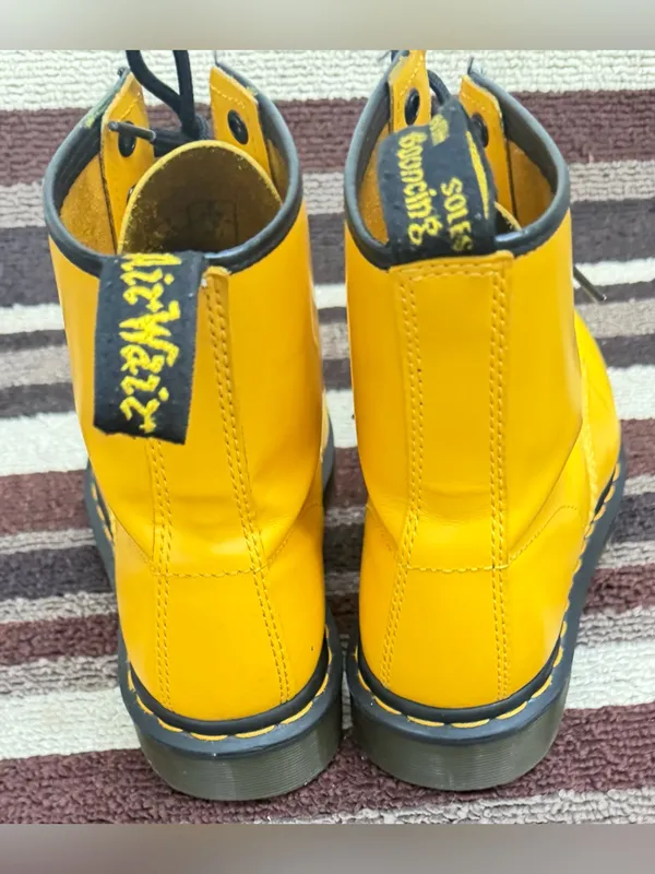 Dr. Martens Yellow Lace-Up Combat Booties - Image 5