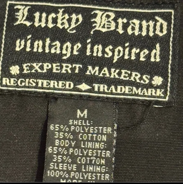 Lucky Brand Vintage Inspired Black Trench Coat Lined Single Breasted M - Image 6