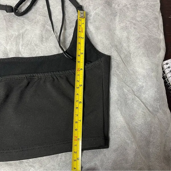 White Fox whenever you want Black Halter Crop Top SZ M - Image 8
