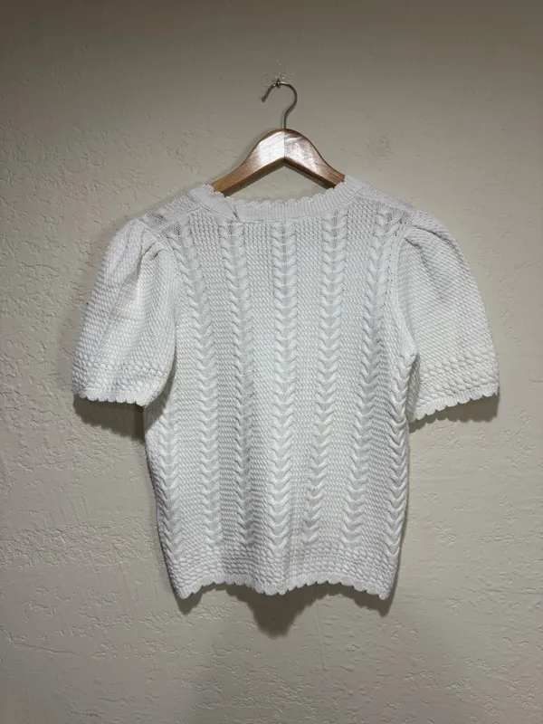 b.young Short Sleeve Cable Knit Cardigan NWT- Size Small - Image 2
