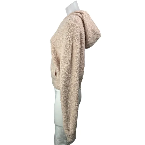 Skims Women's Cream Fleece Fuzzy Teddy Full Zip Hoodie Sweatshirt Top Size S - Image 2