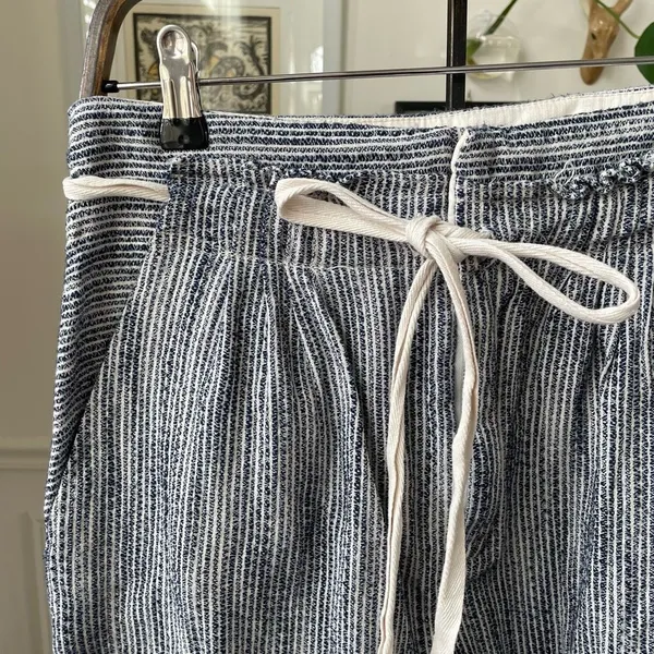 Free People Blue Stripe Taper Pants Tie Waist 4 - Image 3