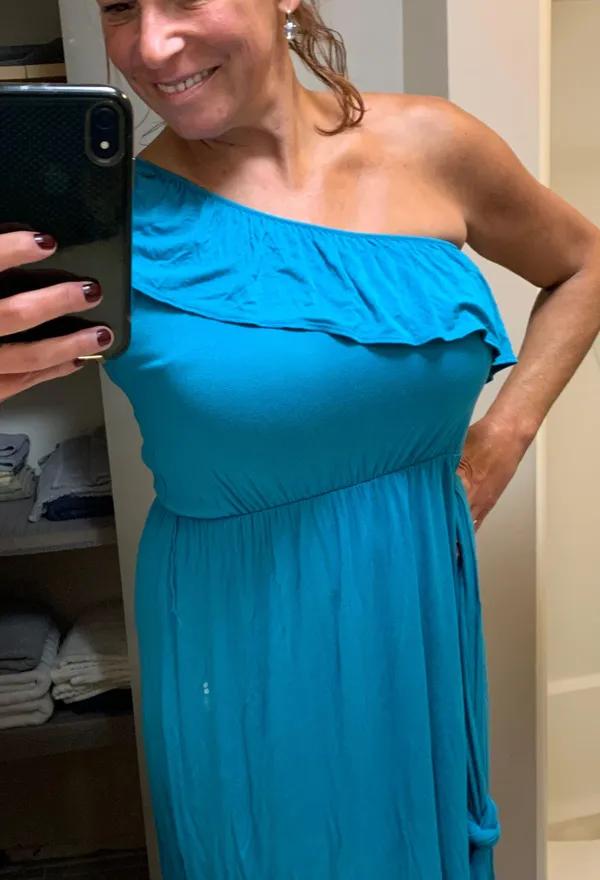 a.n.a One Shoulder Aqua Sundress - Image 2
