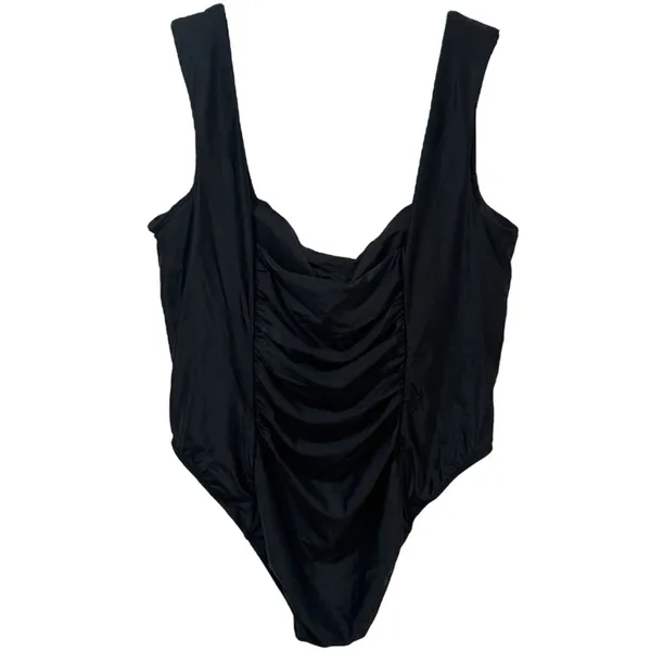 NEW J. Crew Black Ruched Square Neck One Piece‎ Swimsuit Resort Beach Size 22 - Image 5