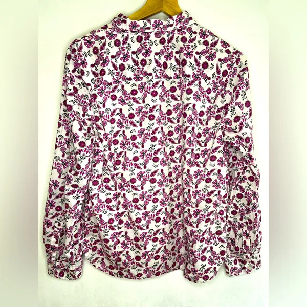 Tommy Hilfiger Women’s Pink Floral Cotton Buttoned Shirt Sz L Cottage Y2K Preppy - Image 3