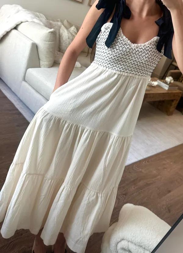 Adelyn Rae Cream and Black Midi Dress - Image 2