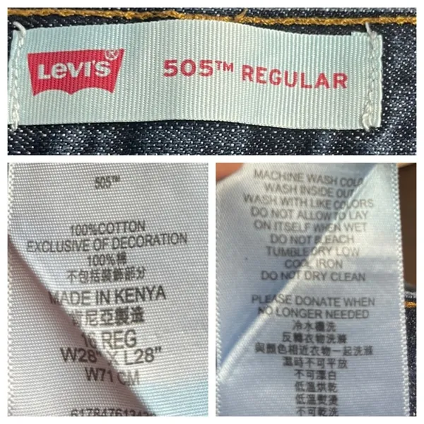 Levi’s Jeans 505 Regular Mid Rise Dark Wash Unisex Women’s Men's Size 28 X 28 - Image 5