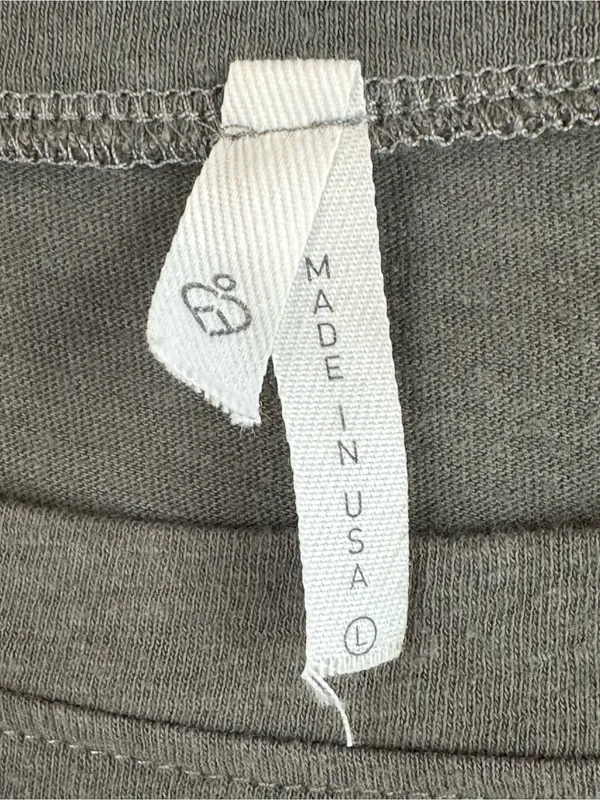 Made In USA Gray Graphic Quote Tee Rolled Sleeve Boxy Cotton T-Shirt Large - Image 5