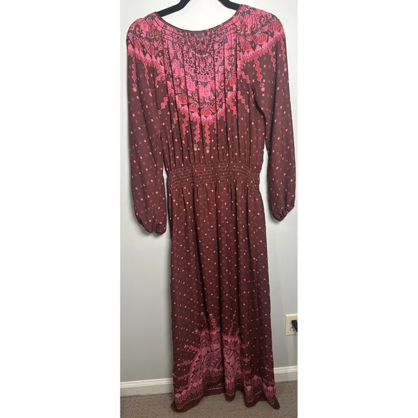 Chelsea‎ & Violet Small Womens Maxi Dress Long Sleeve Burgundy Boho Peasant - Image 13
