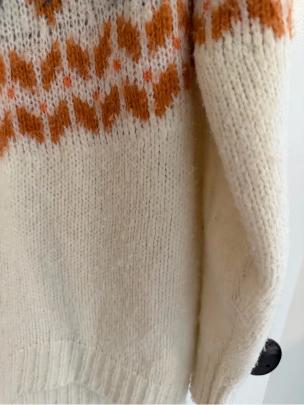 Aerie Fair Isle Nordic‎ Chunky Knit Sweater Cream Small Cozy Oversized - Image 3