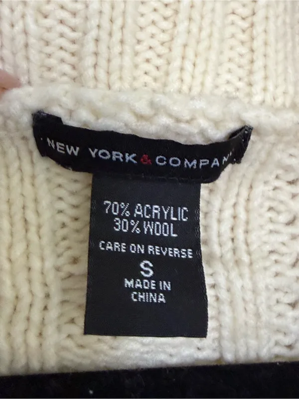 New York & Company Wool Cable Knit Cropped Tie Cardigan Y2K Coquette S - Image 5