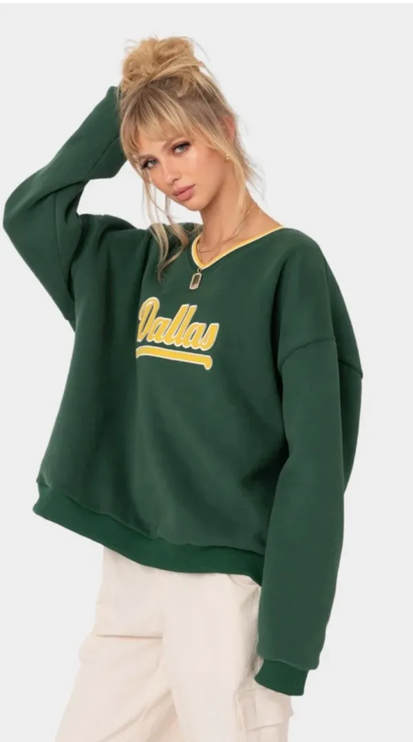 edikted green oversized sweatshirt dallas green Small - Image 3