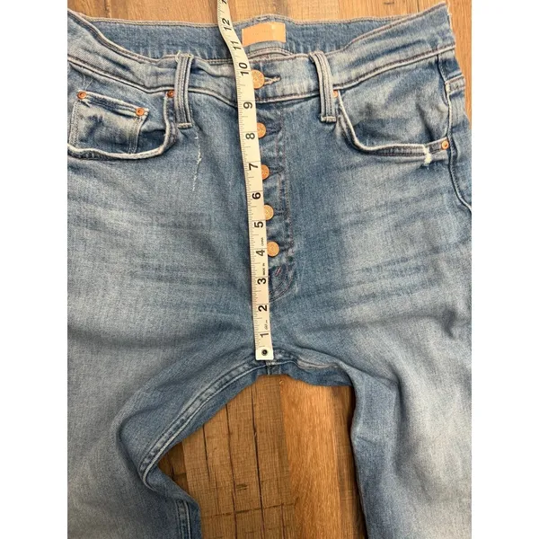 MOTHER The Pixie Tomcat Crop‎ Jeans 28 Distressed Button Fly Straight Denim - Image 11