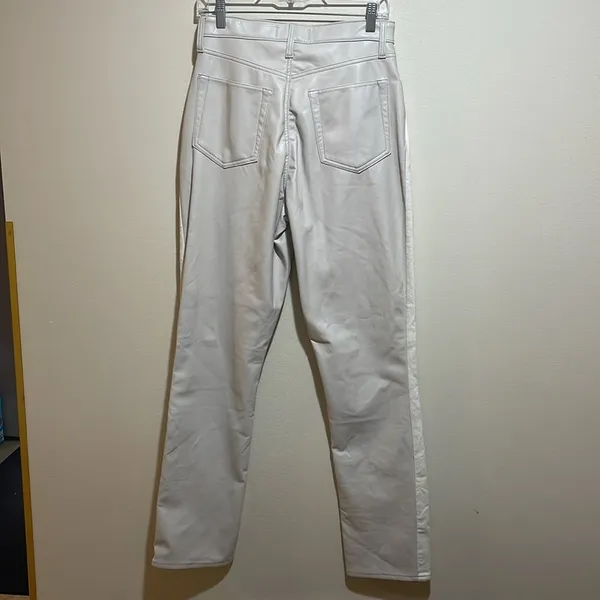 Abercrombie & Fitch LONG Curve Love Slim Straight Faux Leather Denim Jeans 29/8L - Image 8