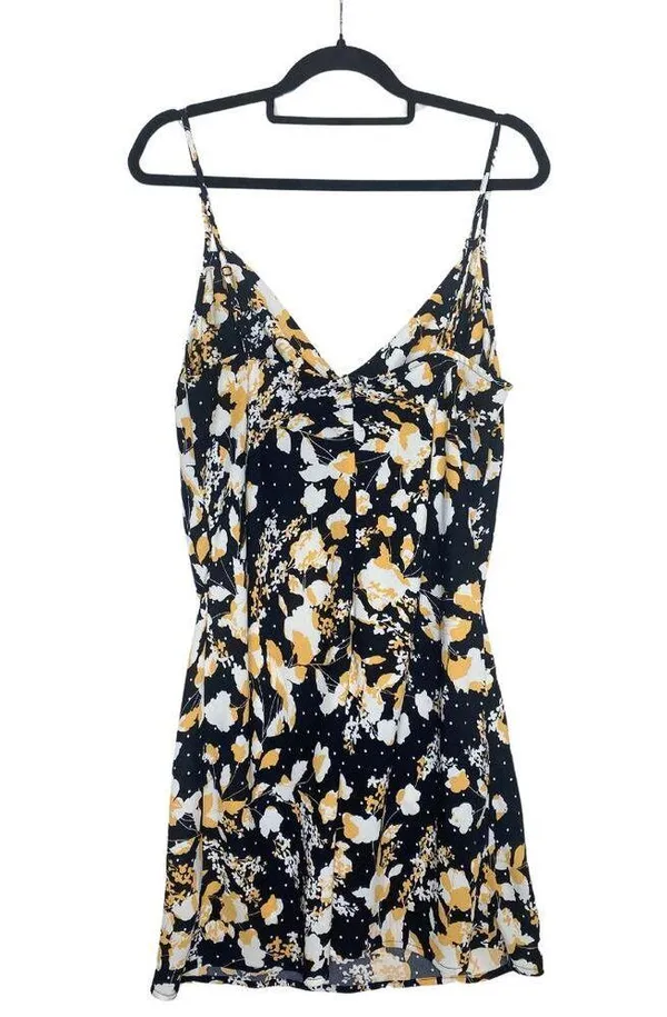 Lulus I Wanna Be Yours Floral Sleeveless Mini Slip Dress XL Black Cowl Neck - Image 11