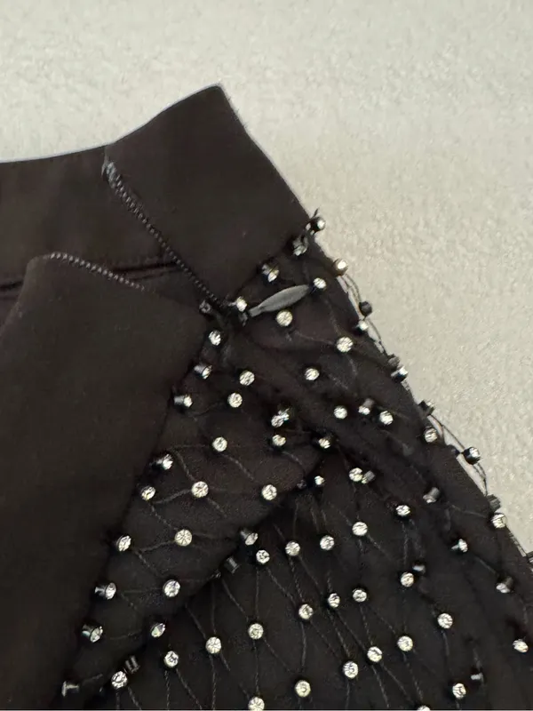 NBD Black Beaded Mesh Mini Skirt - Image 4