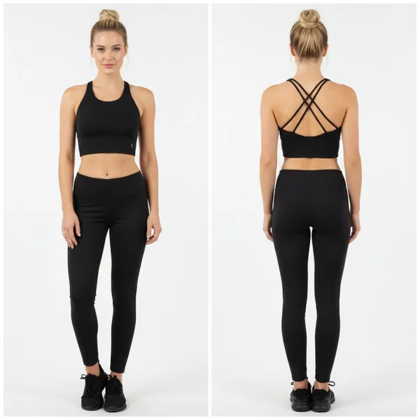 Savvi Black Strappy Back Cropped Athletic Sport Bra Top NEW M - Image 9