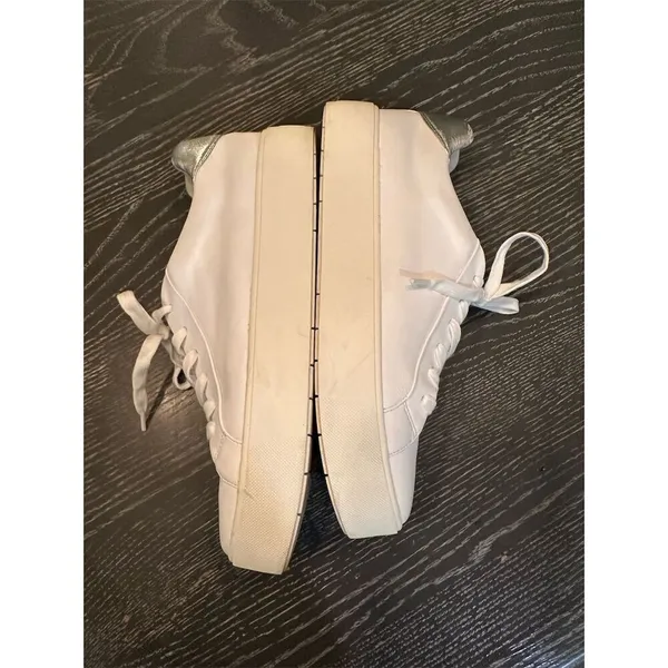 Vince Women's White Leather Lace-Up Sneakers Size 9.5 Casual Fashion - Image 6