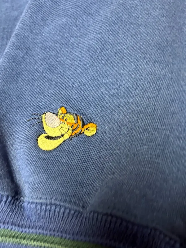 Vintage 90s POOH Disney Tigger Sweatshirt Womens XL Embroidered Navy Blue - Image 3
